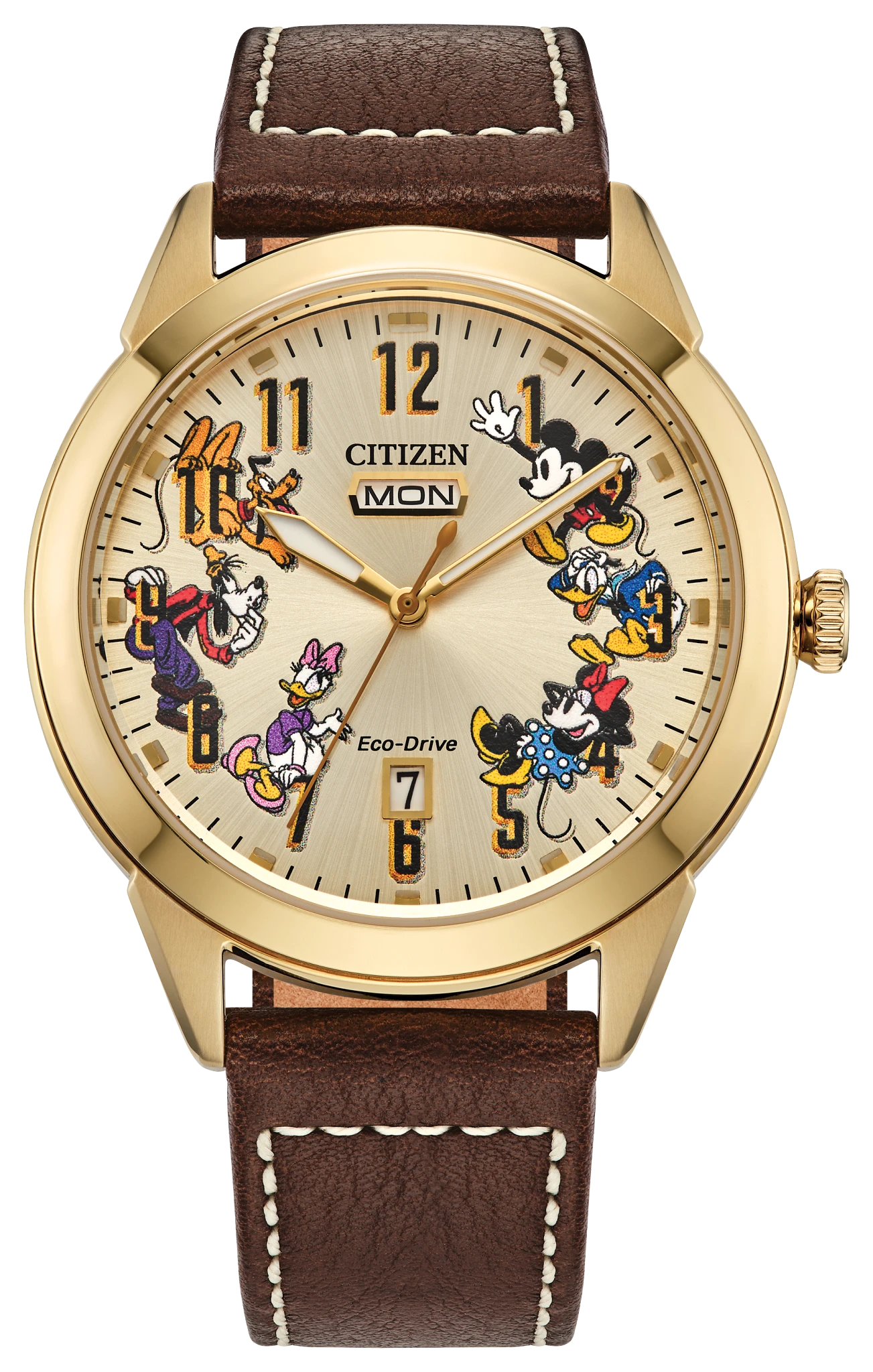 Donald Duck and Crew Beige Dial Leather Strap AW0093-04W | CITIZEN